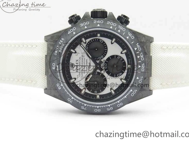MiroTime 0215 WrinkleFree Daytona DIW Carbon Noob 1:1 Best Edition White Black Dial on Nylon Strap SA 2614